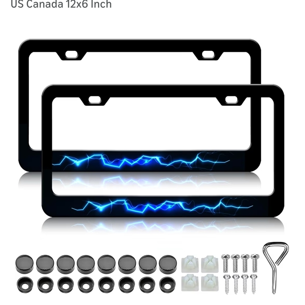 🆕️ Blue & Black Lightning License Plate Frames